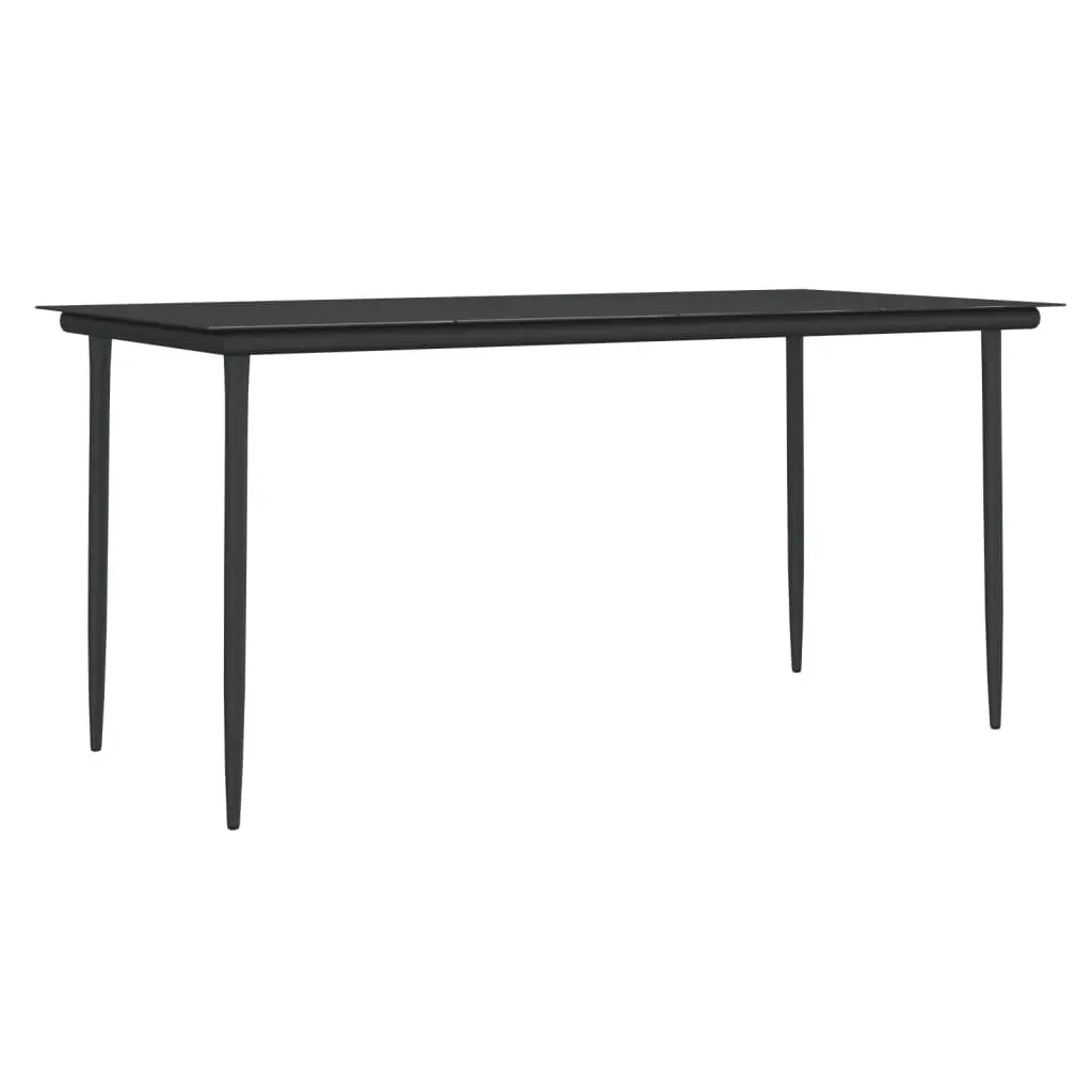 Outdoor Dining Set 5 Piece Brown Rattan Steel Frame with Cushioned Chairs and Tempered Glass Tabletop