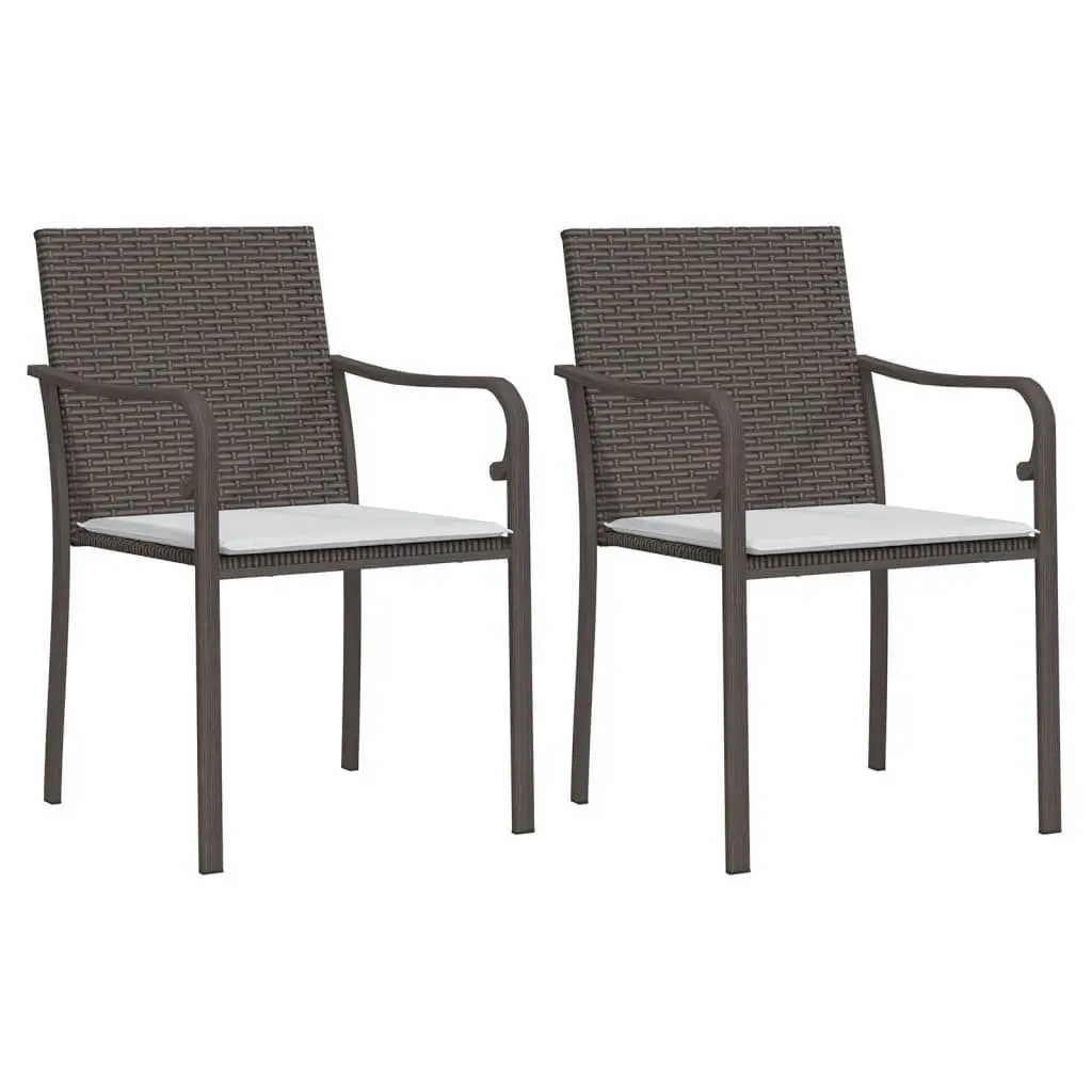 Garden Dining Set 3 Piece Poly Rattan Steel Frame Brown