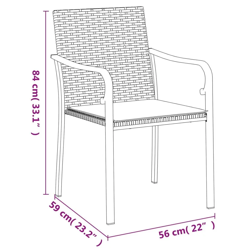 Garden Dining Set 3 Piece Poly Rattan Steel Frame Brown