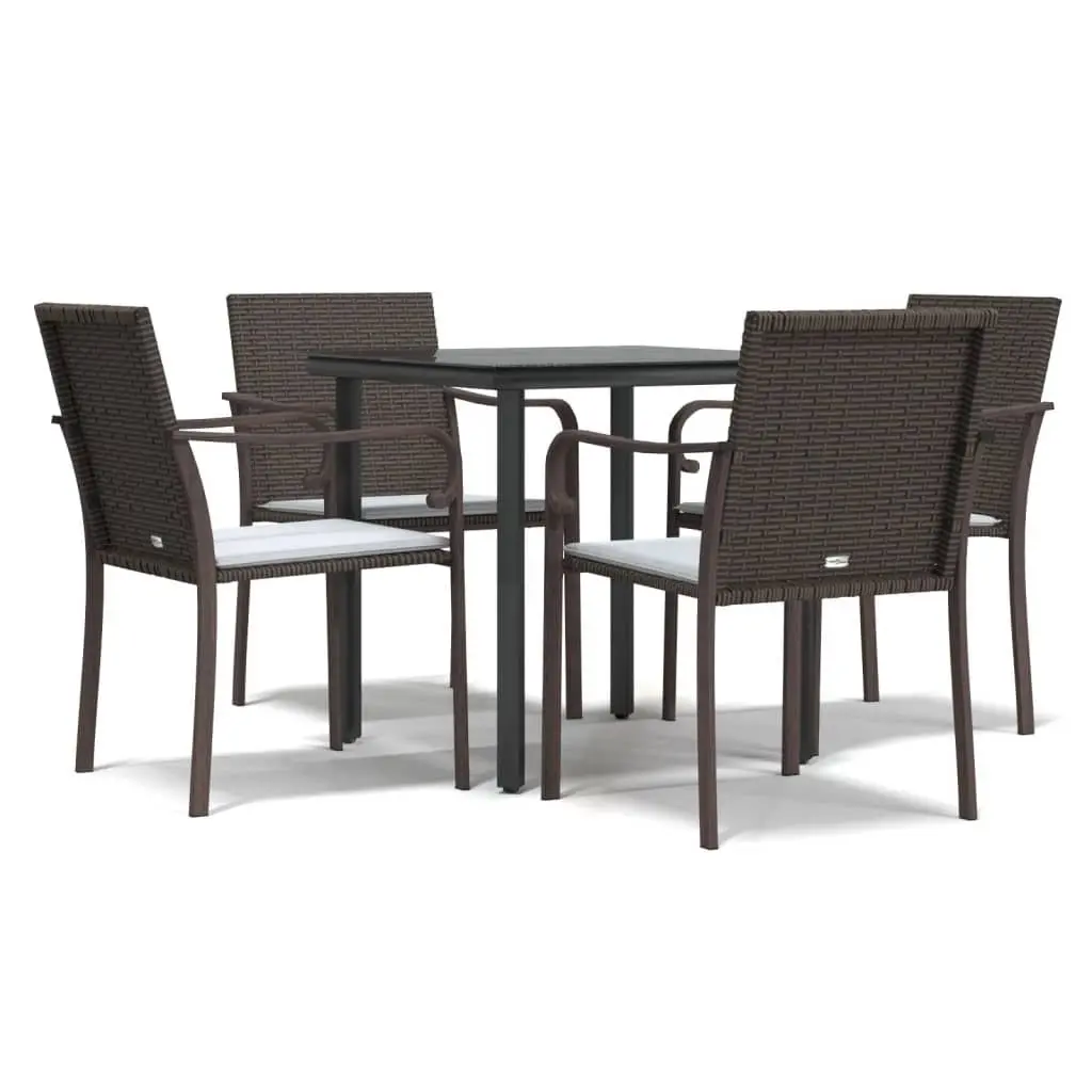 Garden Dining Set 5 Piece Outdoor Patio Furniture with Cushions Rattan Steel
