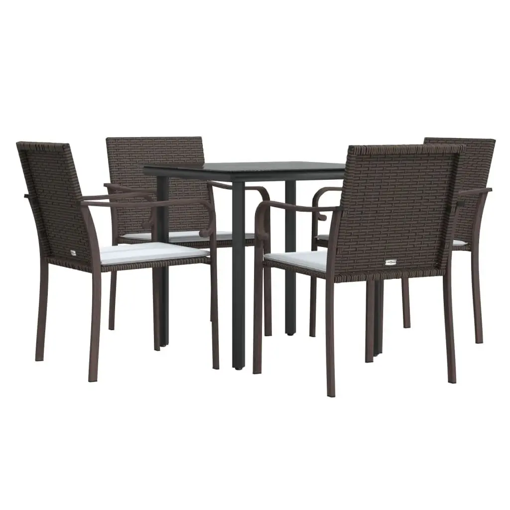 Garden Dining Set 5 Piece Outdoor Patio Furniture with Cushions Rattan Steel