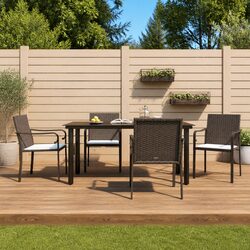Garden Dining Set 5 Piece Outdoor Furniture with Cushions Poly Rattan Steel