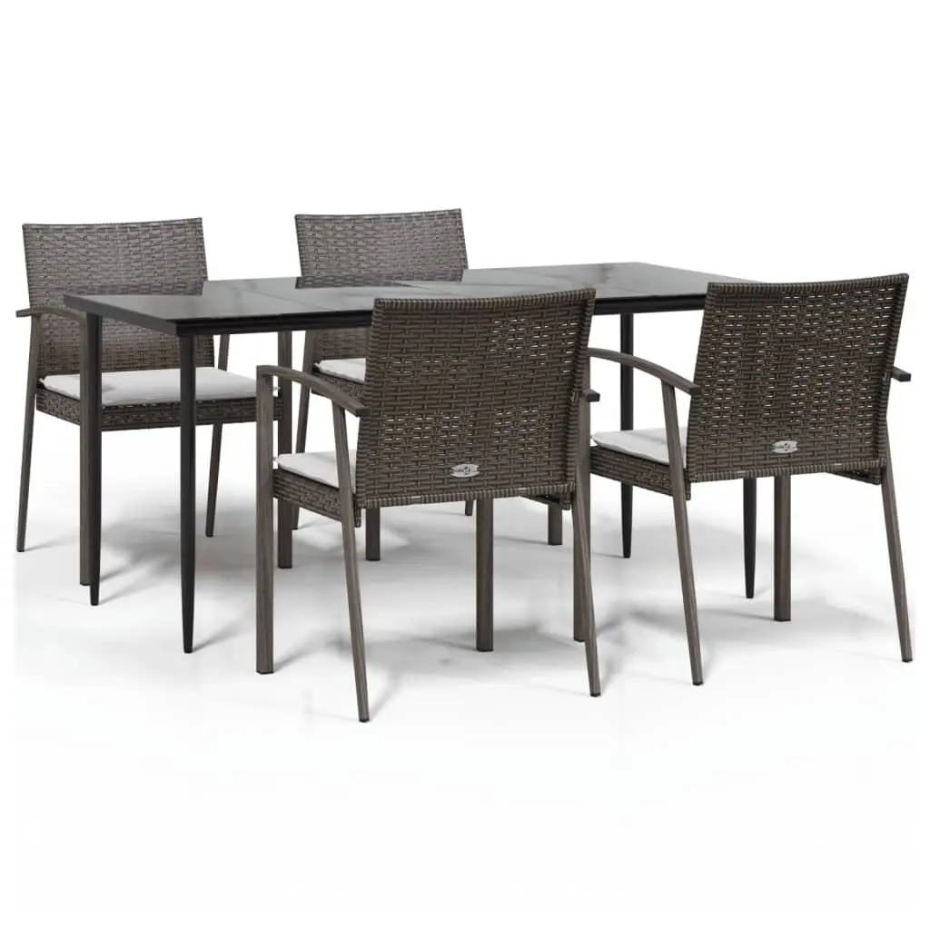 Garden Dining Set 5 Piece Outdoor Patio Furniture with Cushions Poly Rattan