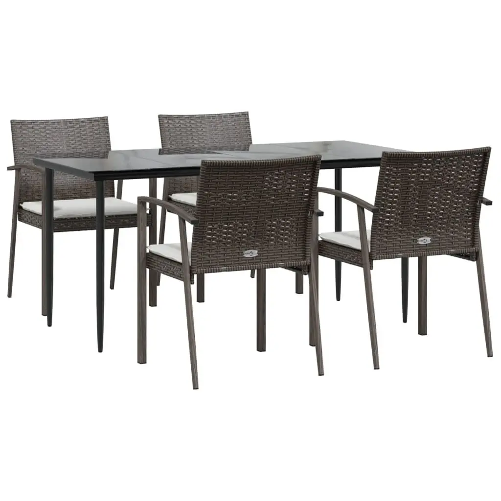 Garden Dining Set 5 Piece Outdoor Patio Furniture with Cushions Poly Rattan