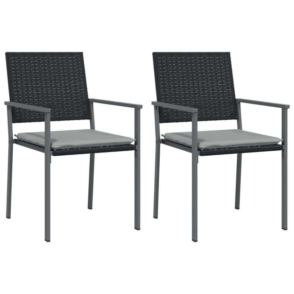 Garden Dining Set Poly Rattan Steel 3 Piece Outdoor Furniture Black