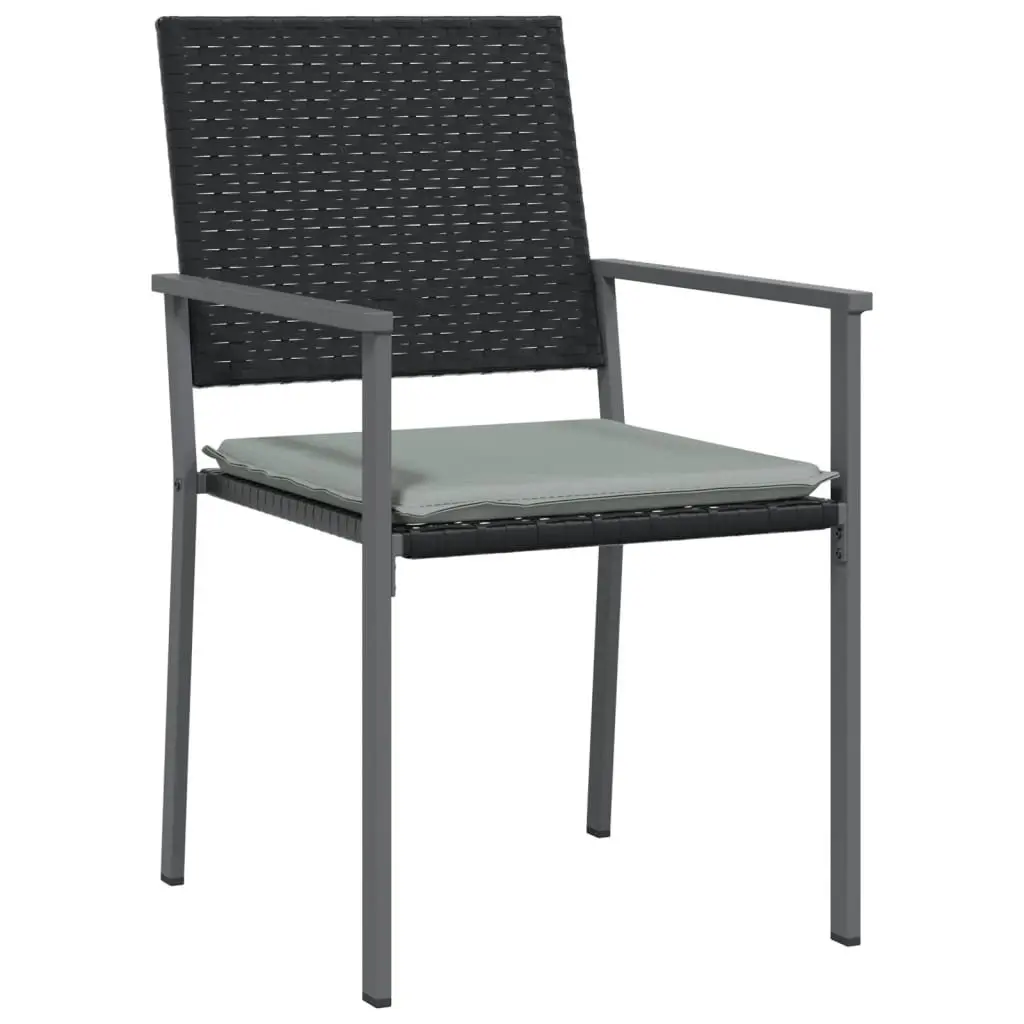 Garden Dining Set Poly Rattan Steel 3 Piece Outdoor Furniture Black