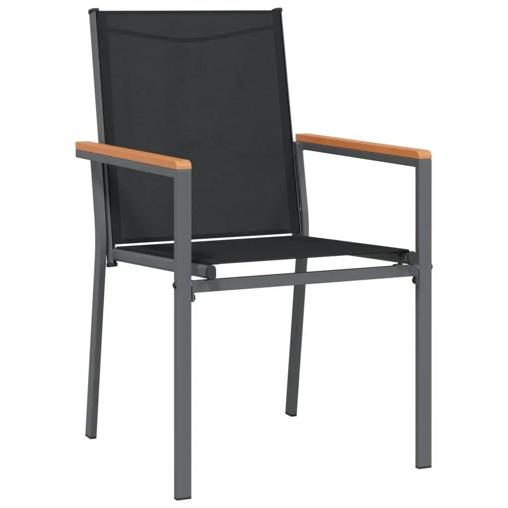 Outdoor Dining Set Black Textilene Steel Frame 5 Piece Table and Chairs