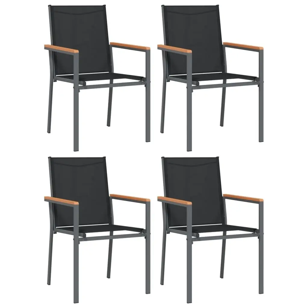 Garden Dining Set Black Steel Textilene 5 Piece Outdoor Furniture
