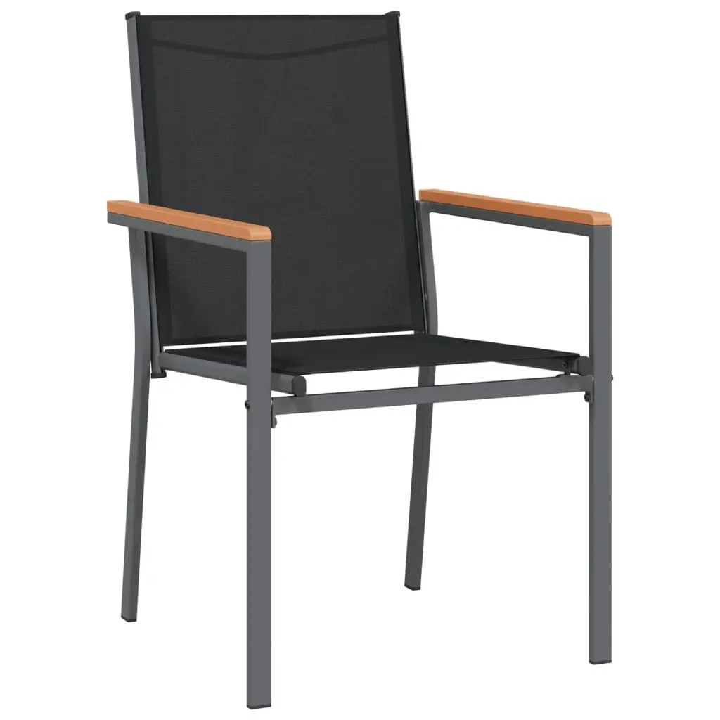Garden Dining Set Black Steel Textilene 5 Piece Outdoor Furniture