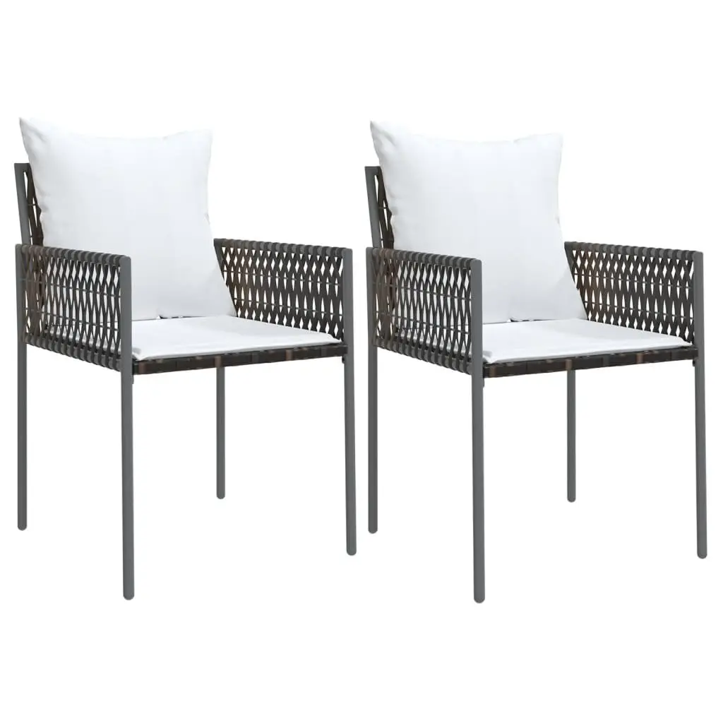 Garden Dining Set PE Rattan Steel Frame 3 Piece Brown with Cushions