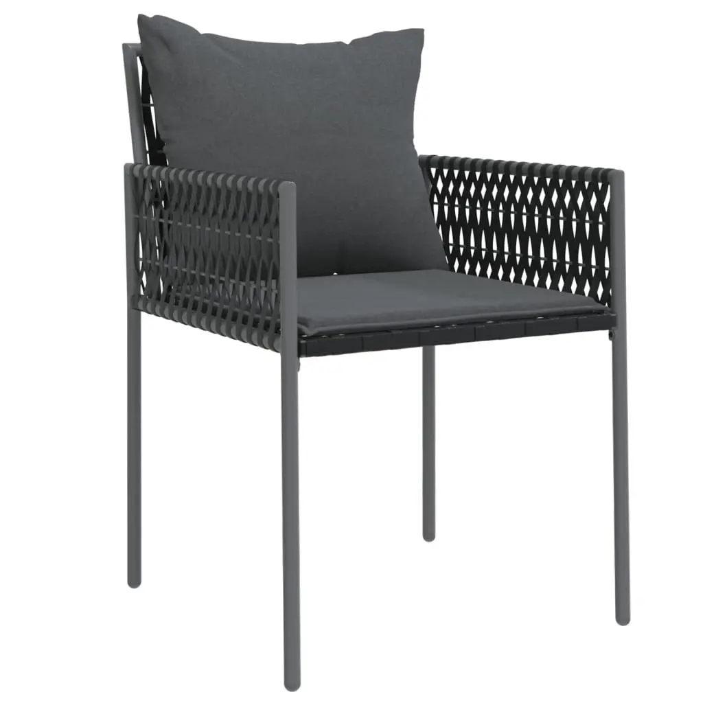 Garden Dining Set Poly Rattan Steel 5 Piece Black