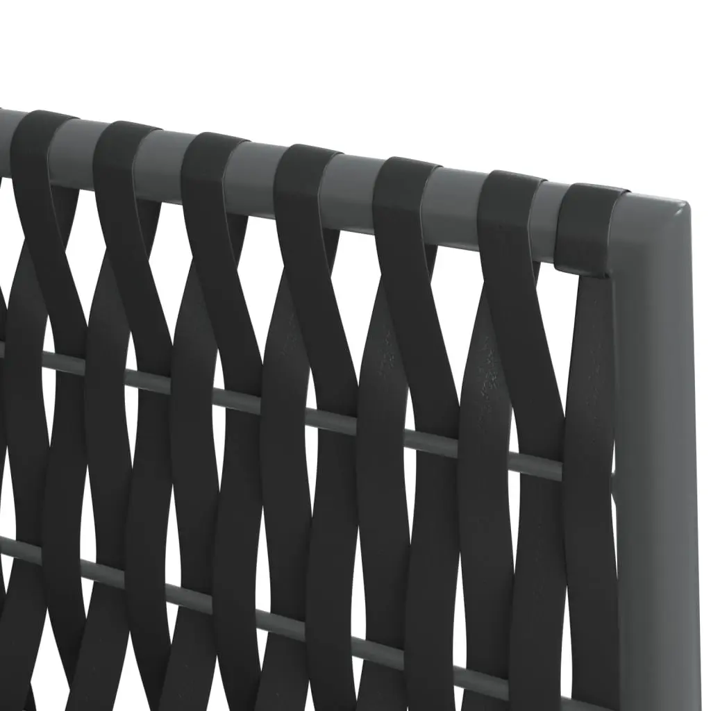 5 Piece Black Poly Rattan Dining Set Steel Frame Chairs with Cushions Outdoor Furniture