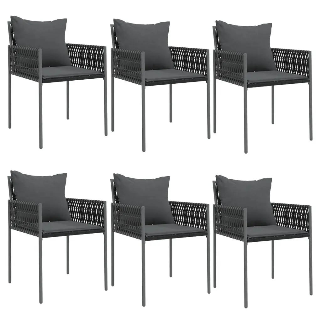 7 Piece Garden Dining Set Poly Rattan Steel Black