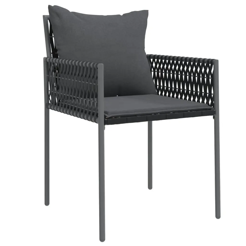 7 Piece Garden Dining Set Poly Rattan Steel Black