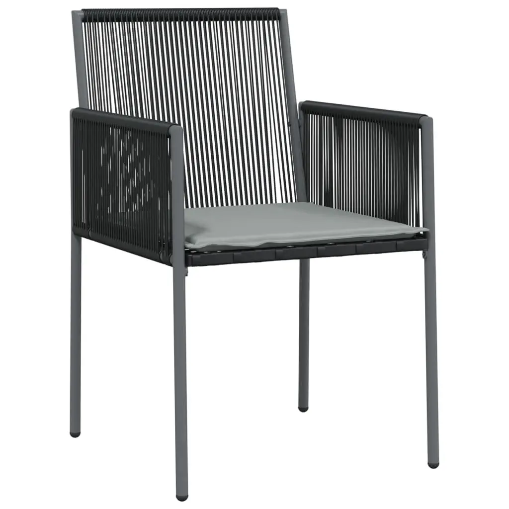 Garden Dining Set 3 Piece Outdoor Furniture Black Poly Rattan Steel Frame