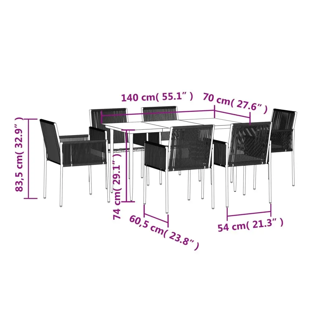 7 Piece Garden Dining Set for Outdoor Use
