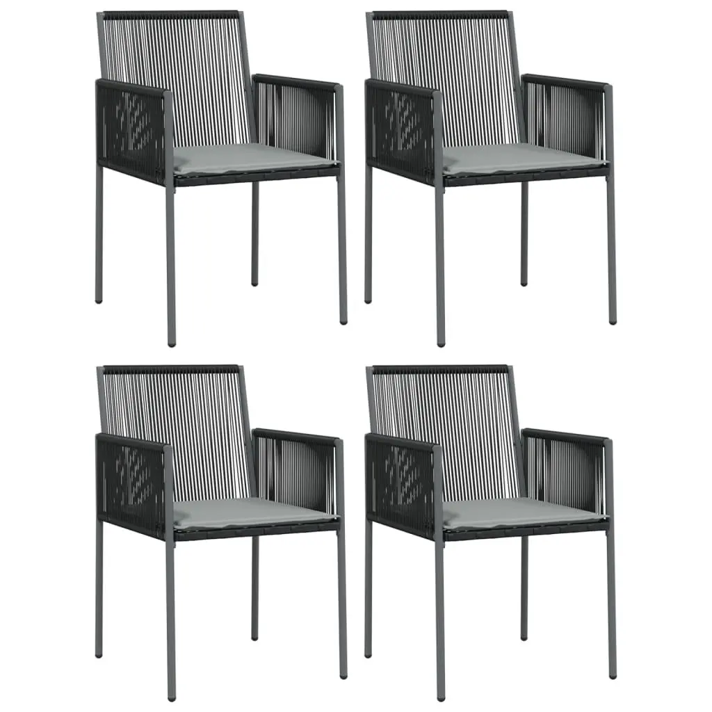 5 Piece Garden Dining Set PE Rattan Steel Frame Black Outdoor Furniture