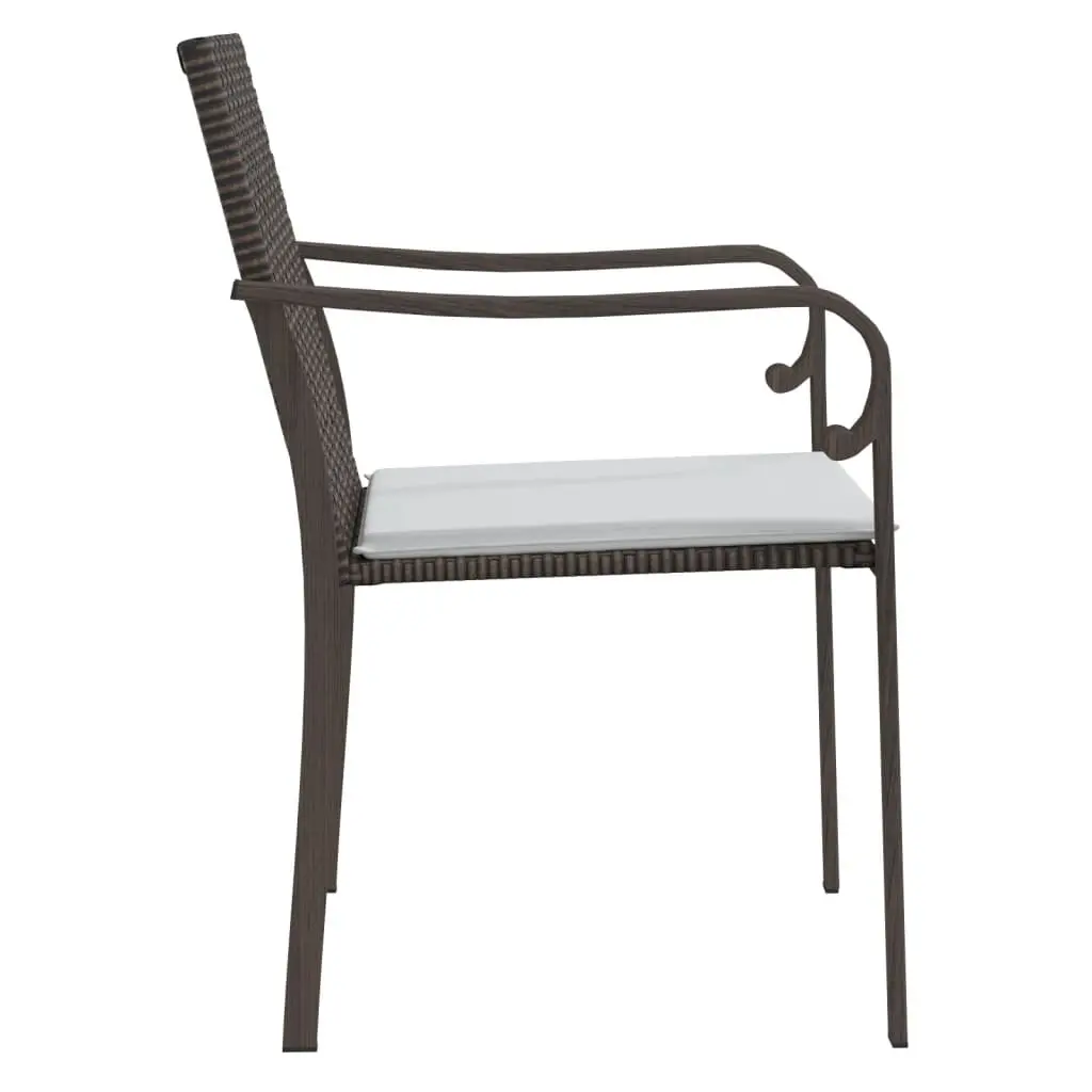 Outdoor Garden Chairs Set PE Poly Rattan Brown 4 Piece with Cushions