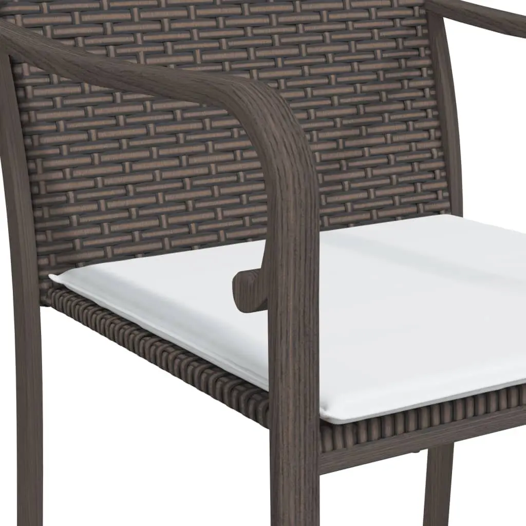 Outdoor Garden Chairs Set PE Poly Rattan Brown 4 Piece with Cushions