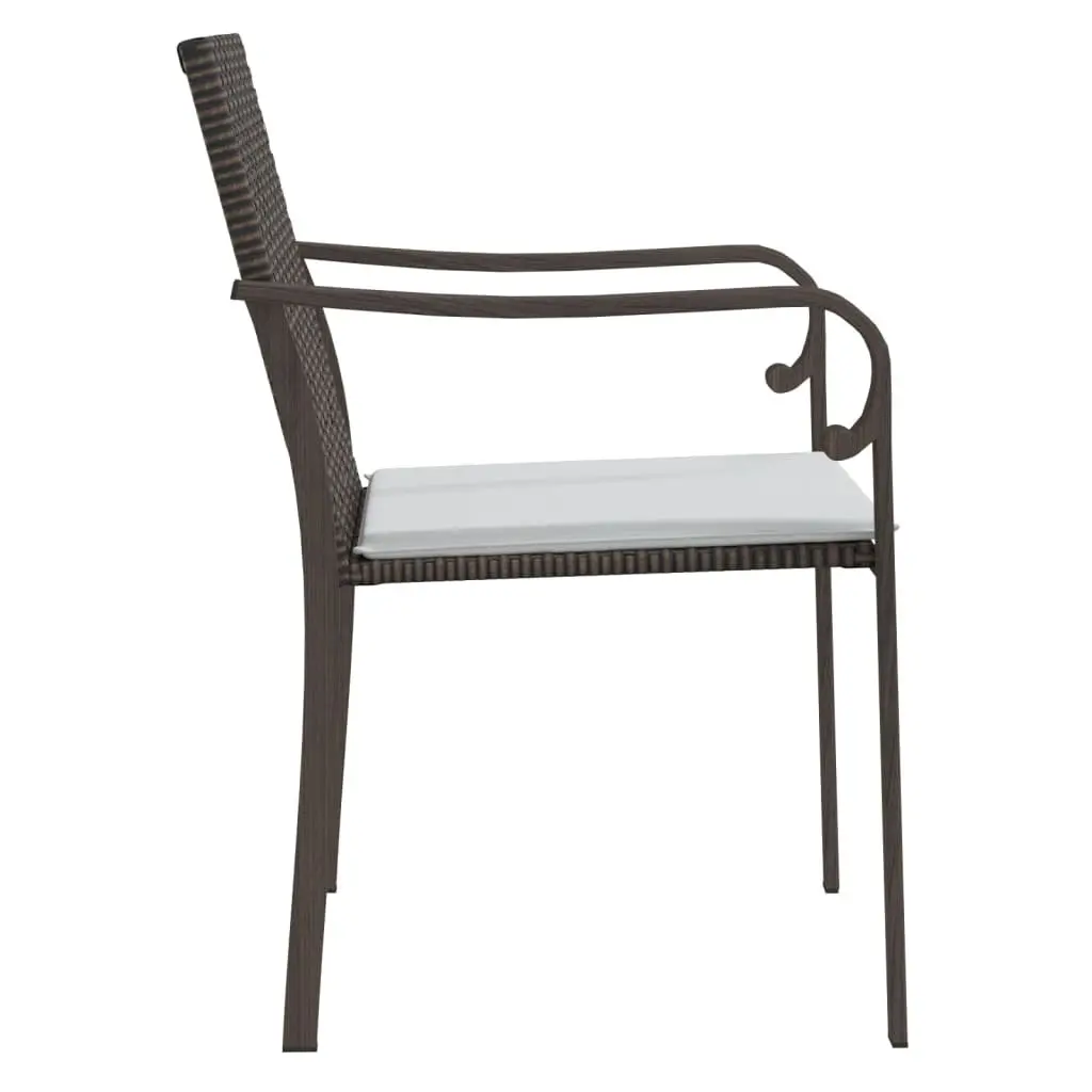 Outdoor Garden Chairs Set Poly Rattan Steel Frame Brown 6 Piece