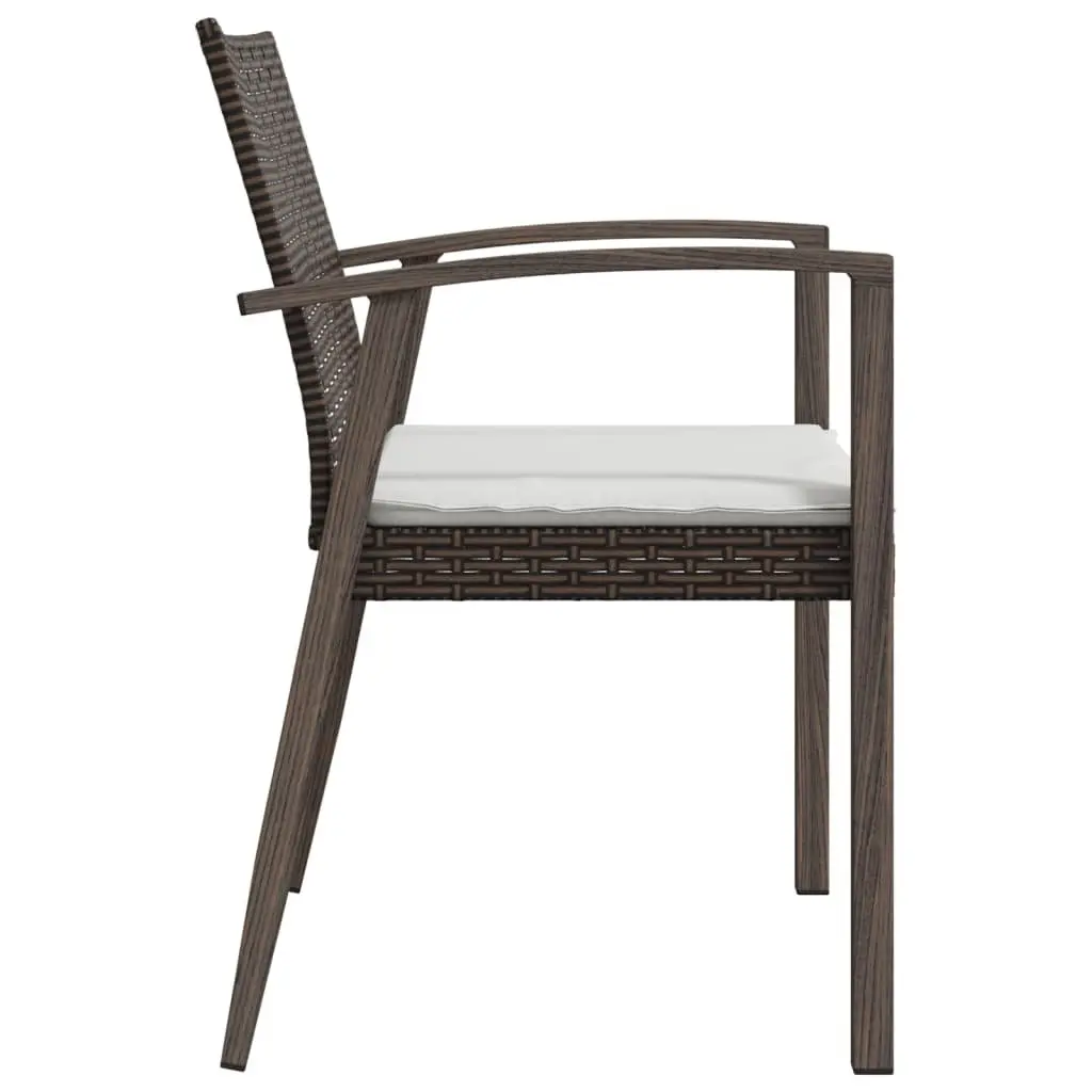 Garden Chairs Set 6 Piece PE Rattan Brown Outdoor Seating with Cushions