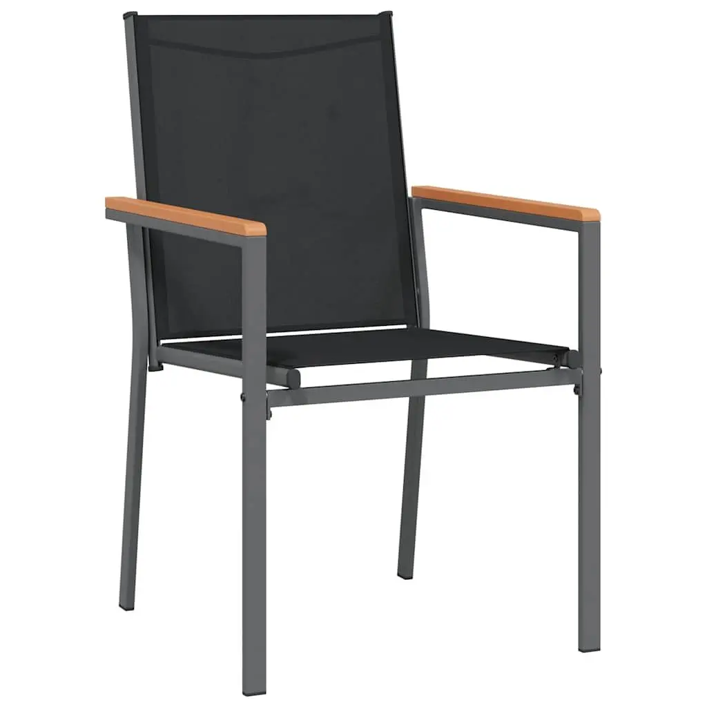 Outdoor Garden Chairs Steel Textilene 4 Piece Black Patio Seating Set