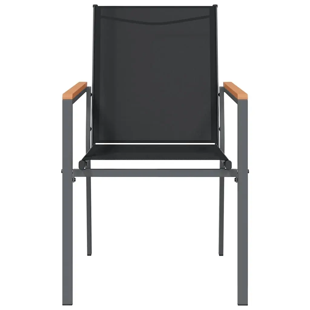 Outdoor Garden Chairs Steel Textilene 4 Piece Black Patio Seating Set