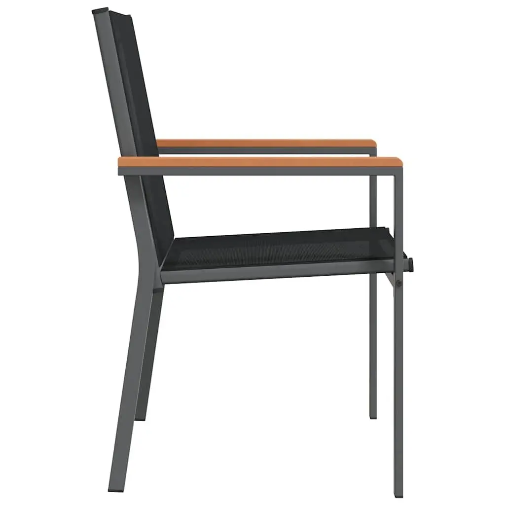 Outdoor Garden Chairs Steel Textilene 4 Piece Black Patio Seating Set