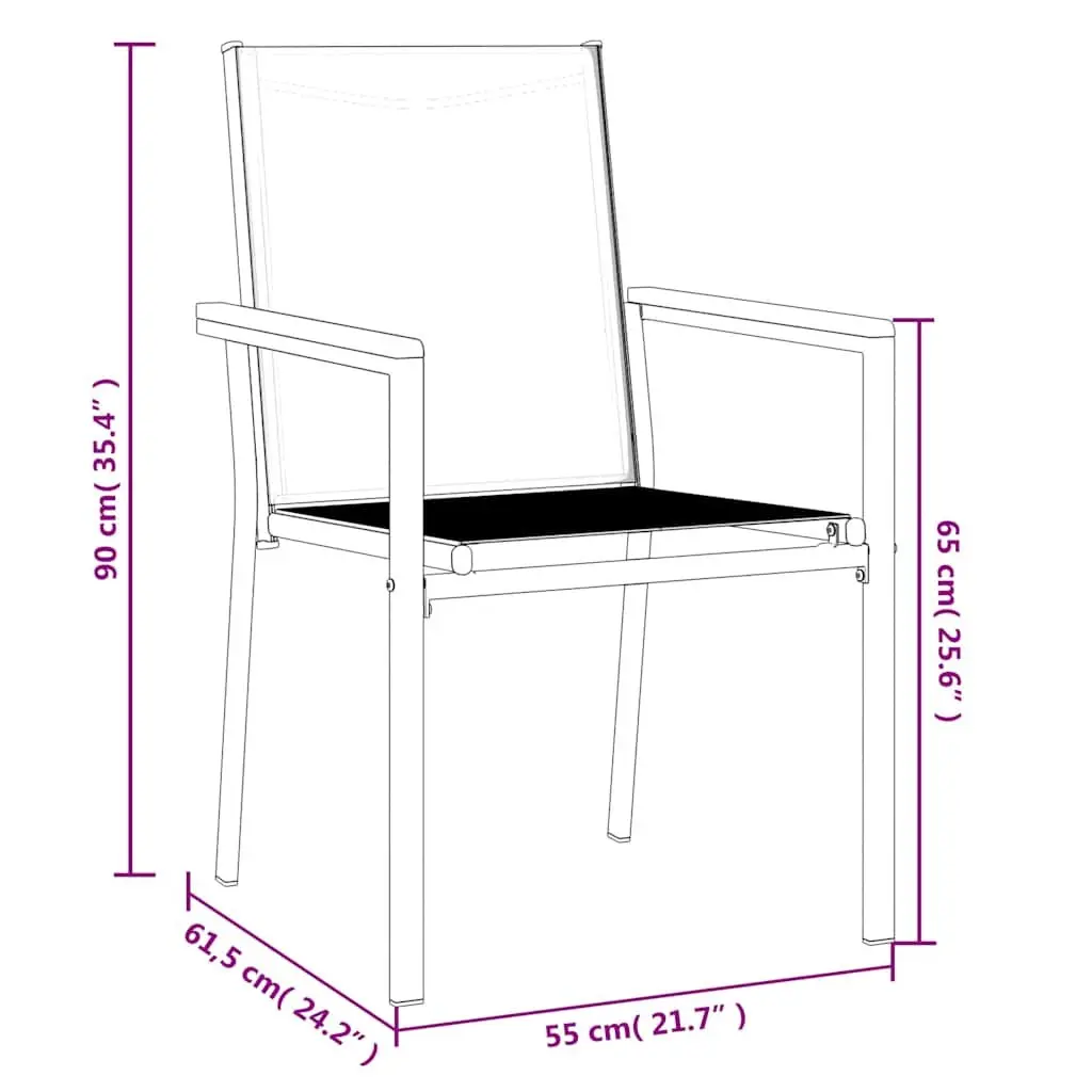 Outdoor Garden Chairs Steel Textilene 4 Piece Black Patio Seating Set