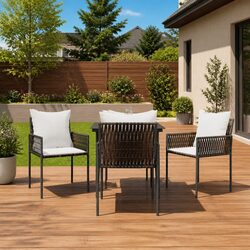 Practical 4pcs Brown Outdoor Garden Chairs with Cushions