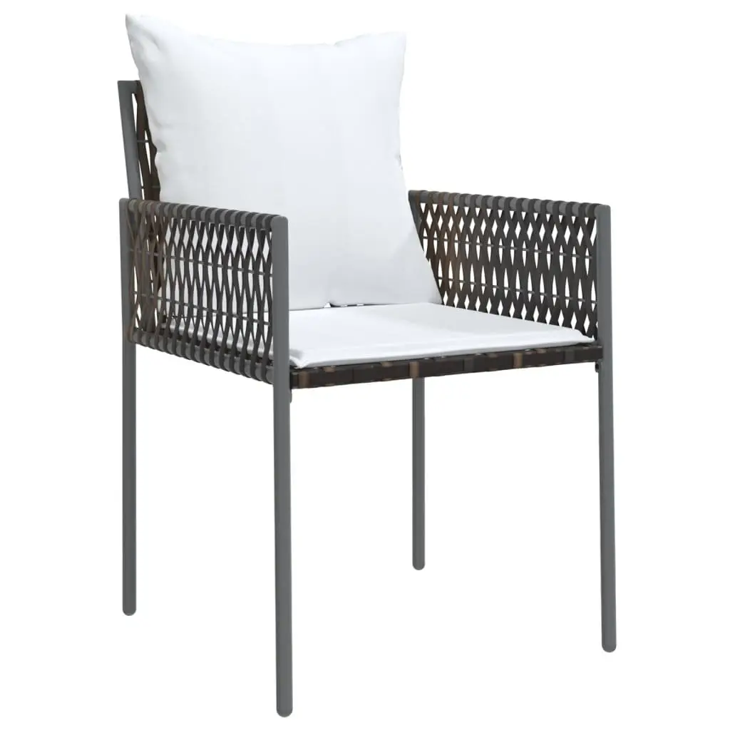 Outdoor Chairs Brown 4 Piece Set PE Rattan Steel Frame with Cushions