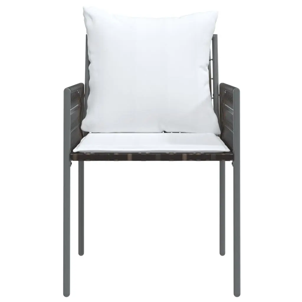 Outdoor Chairs Brown 4 Piece Set PE Rattan Steel Frame with Cushions