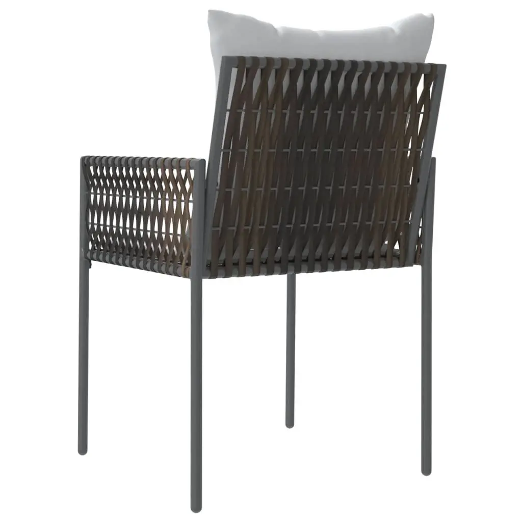 Outdoor Chairs Brown 4 Piece Set PE Rattan Steel Frame with Cushions