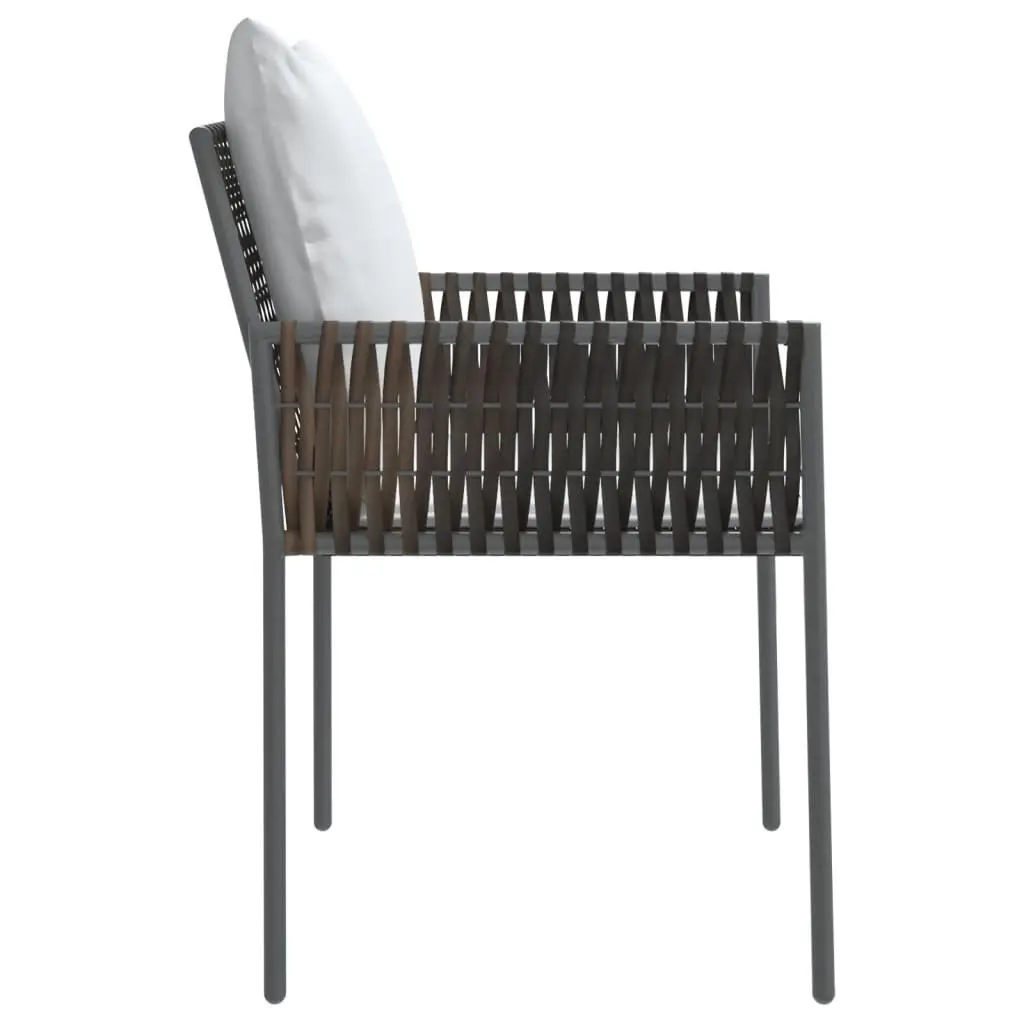 Outdoor Chairs Brown 4 Piece Set PE Rattan Steel Frame with Cushions