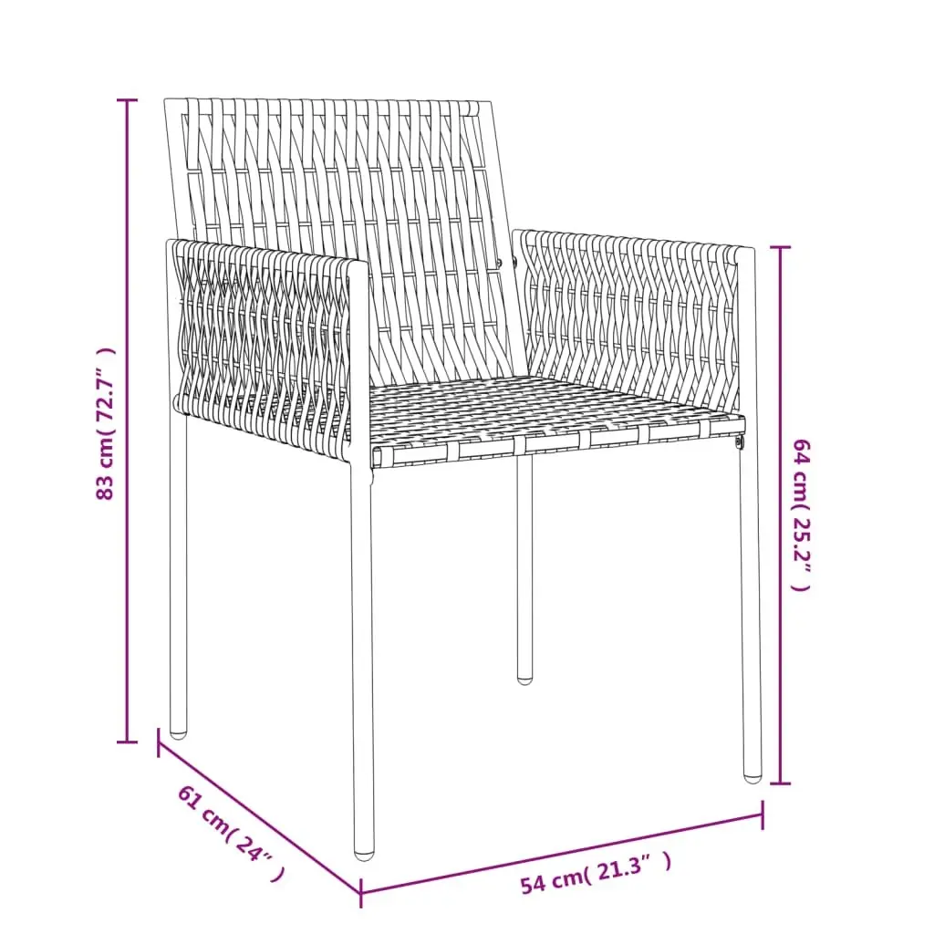 Outdoor Chairs Brown 4 Piece Set PE Rattan Steel Frame with Cushions
