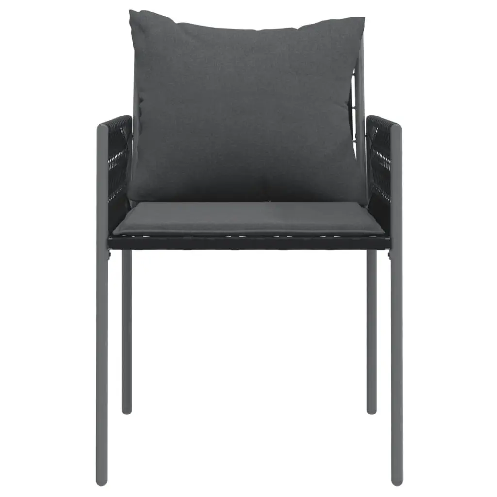 Outdoor Garden Chairs PE Rattan Steel Frame Set of 4 Black with Cushions