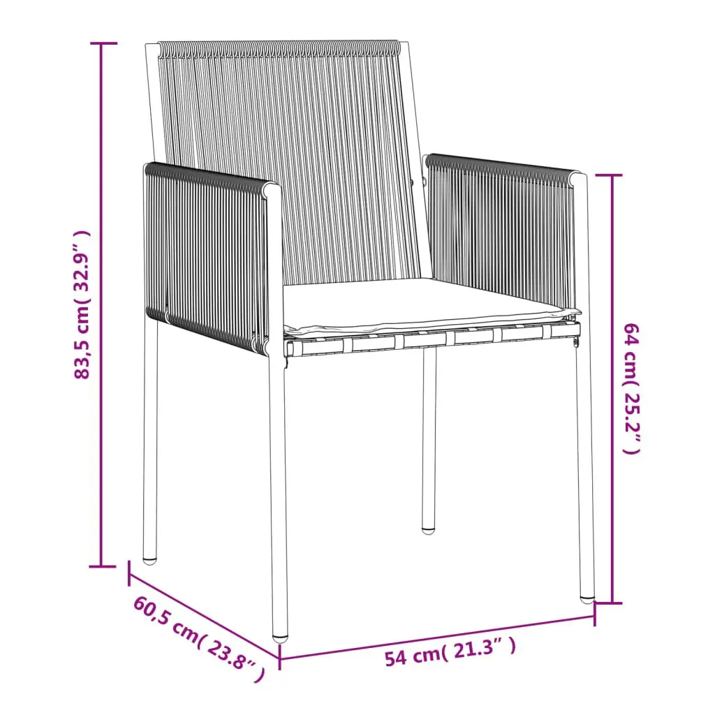 Outdoor Garden Chairs Set PE Rattan Steel Frame 4 Piece Black with Cushions