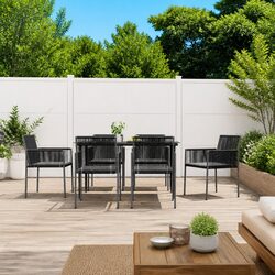 Comfortable Black Patio Chairs Set of 6 with Cushions