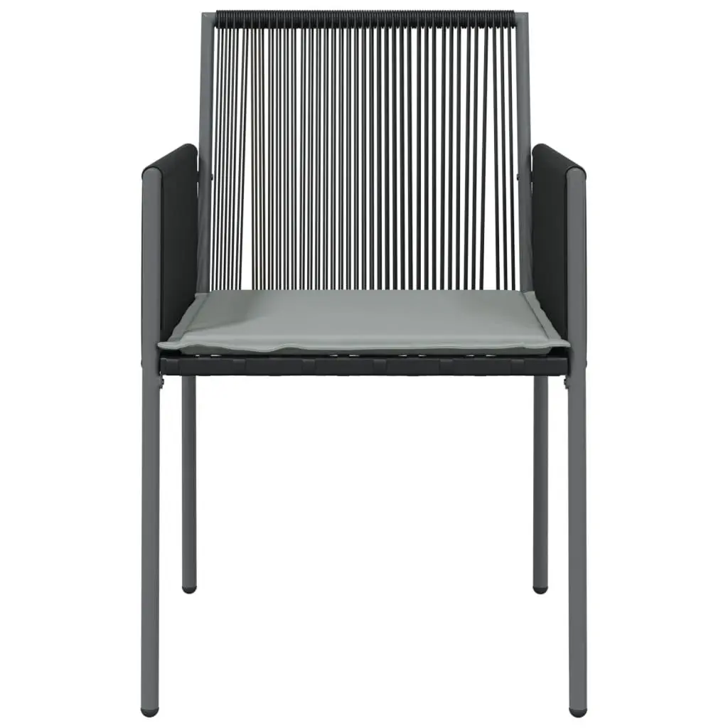 Outdoor Chairs Set 6 Piece Black PE Rattan with Cushions