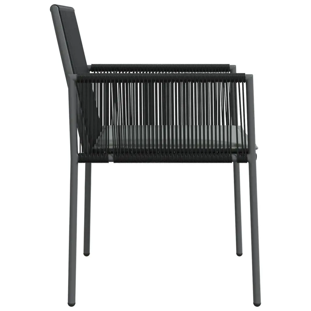 Outdoor Chairs Set 6 Piece Black PE Rattan with Cushions