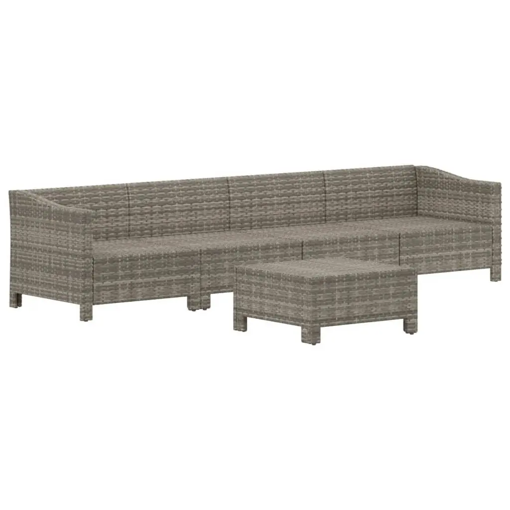 5 Piece Outdoor Garden Lounge Set Poly Rattan Grey