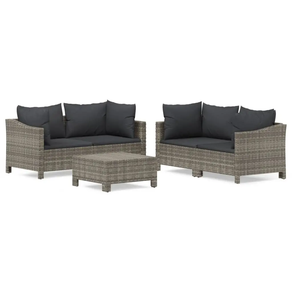 Garden Lounge Set 5 Piece Modular Outdoor Furniture Grey PE Rattan with Cushions
