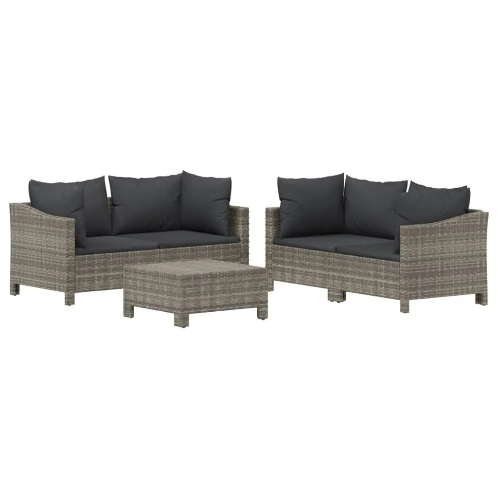 Garden Lounge Set 5 Piece Modular Outdoor Furniture Grey PE Rattan with Cushions