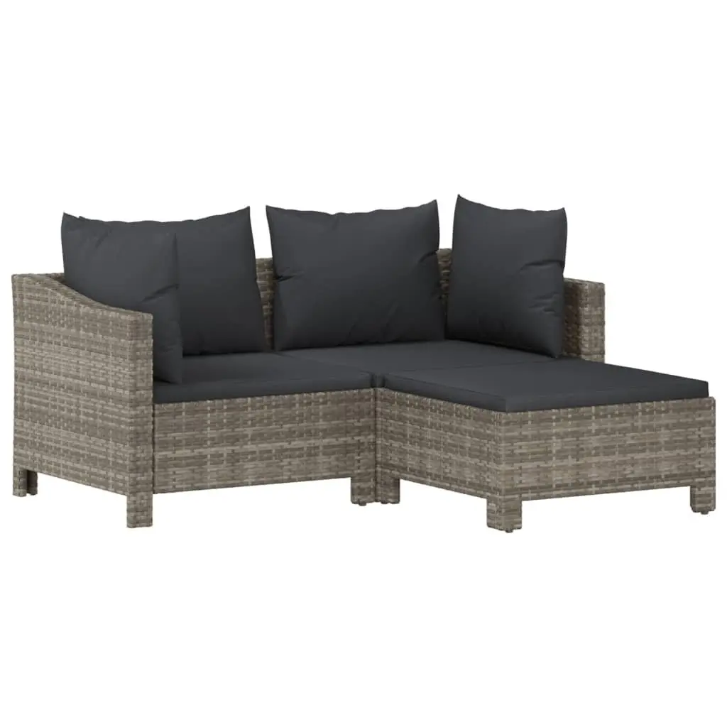 Garden Lounge Set 5 Piece Modular Outdoor Furniture Grey PE Rattan with Cushions
