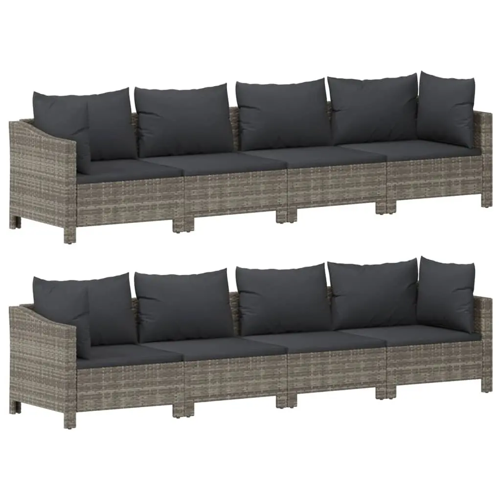 Garden Lounge Set 9 Piece Outdoor Furniture Grey Poly Rattan with Cushions