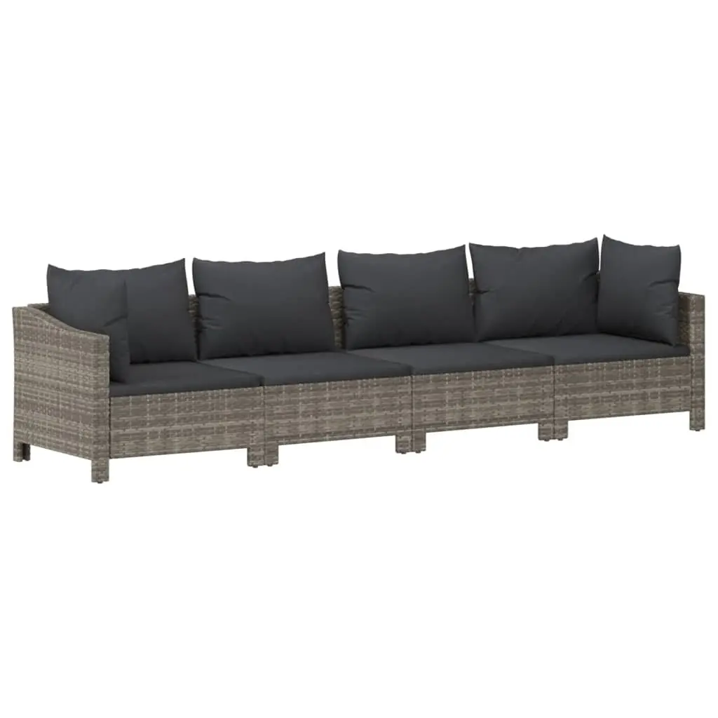 5 Piece Garden Lounge Set Modular Outdoor Furniture Grey PE Rattan Cushions Seating