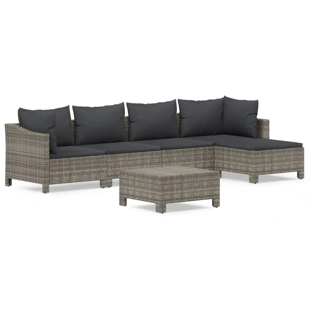 Garden Lounge Set PE Rattan Steel Frame 6 Piece Grey