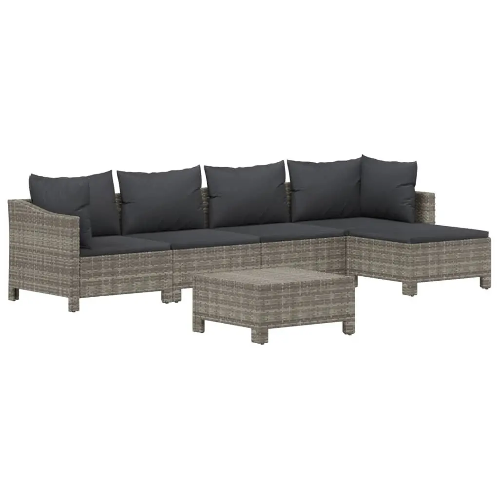 Garden Lounge Set PE Rattan Steel Frame 6 Piece Grey
