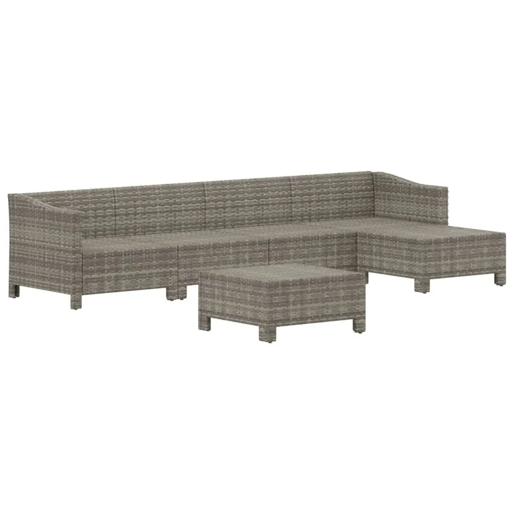 Garden Lounge Set PE Rattan Steel Frame 6 Piece Grey