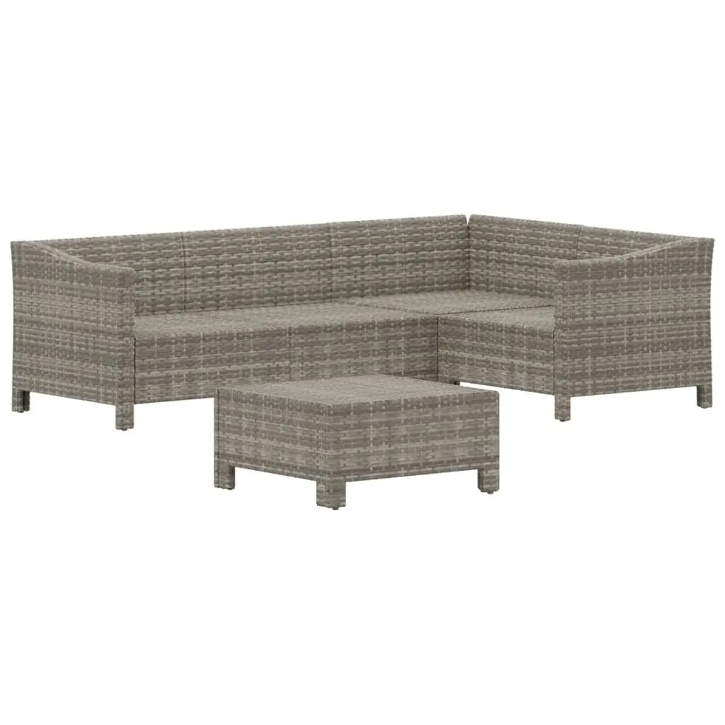 Garden Lounge Set PE Rattan 5 Piece Outdoor Furniture Grey Cushions Modular